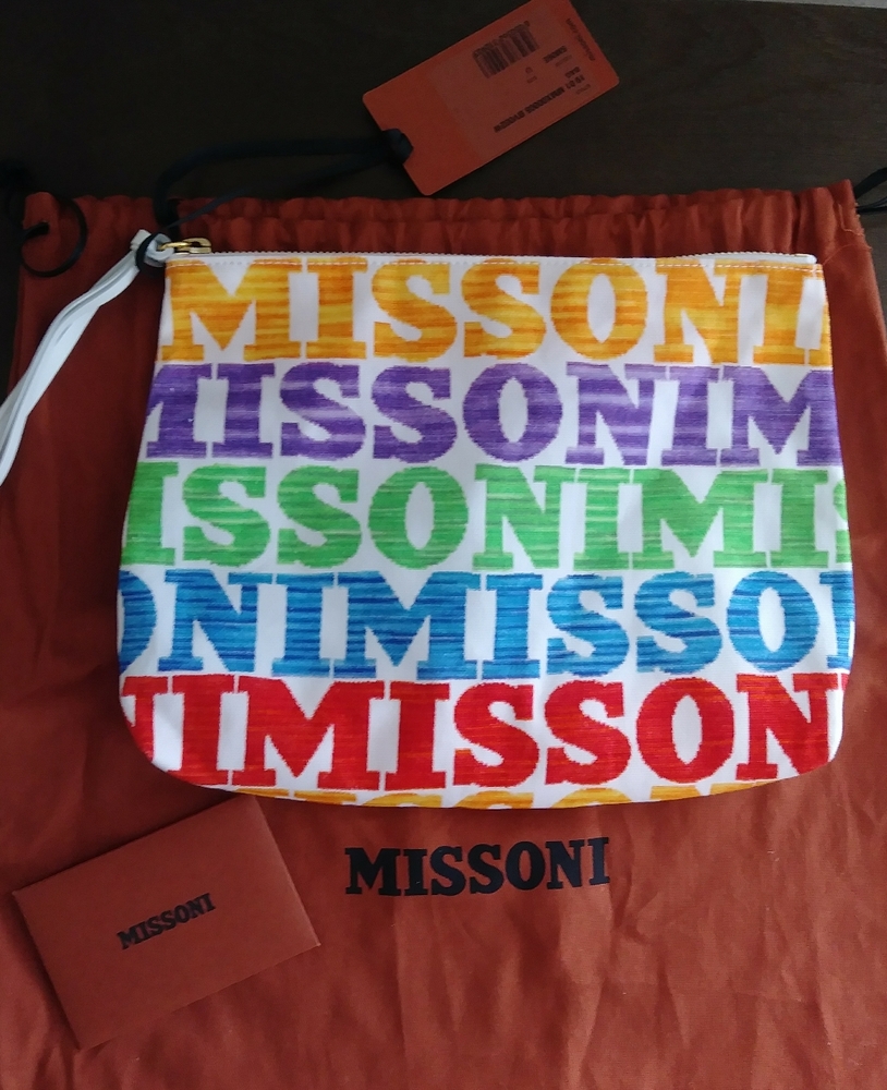 NWT Missoni Multicolor Logo Clutch
